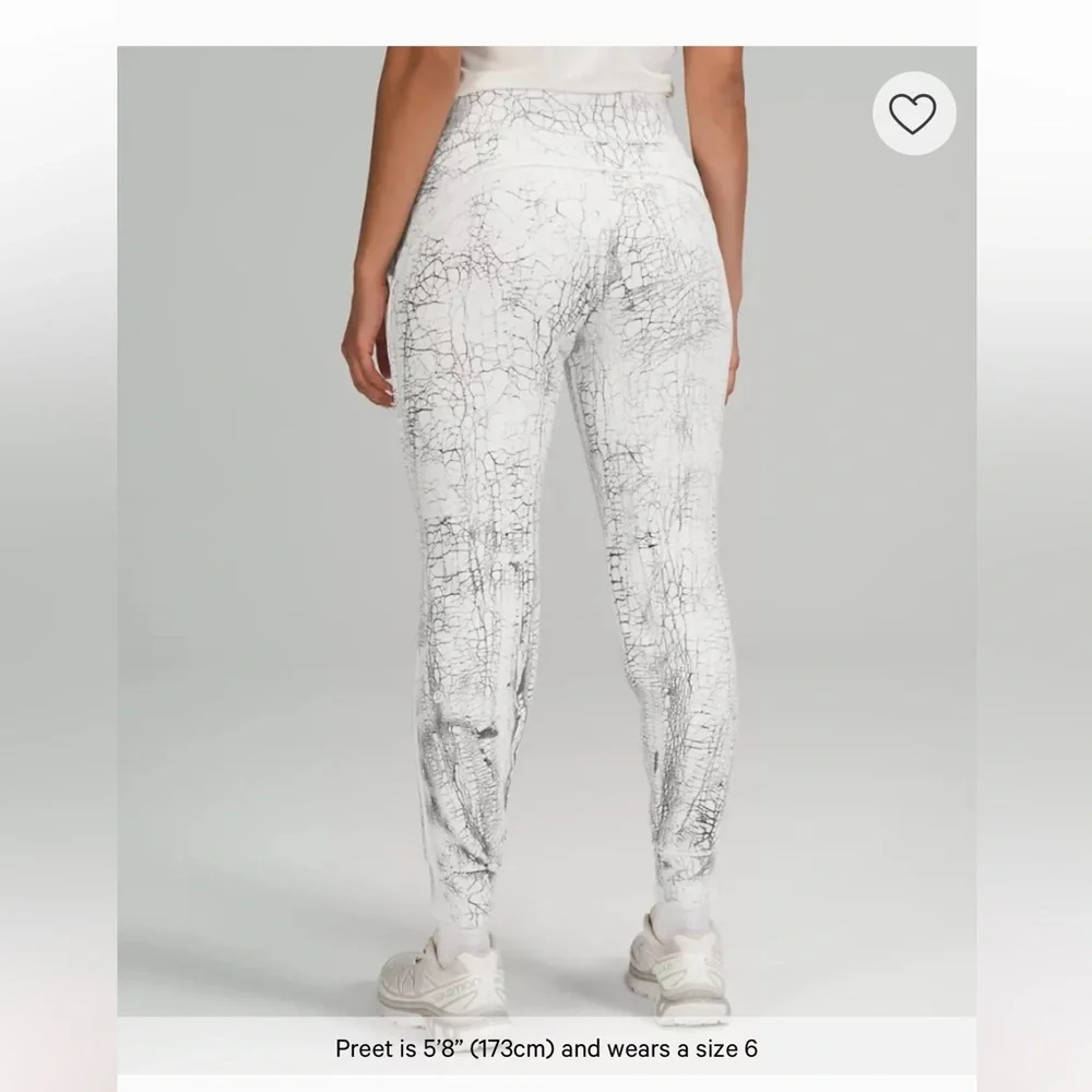 LULULEMON thick jogger pants size 14 white marbled